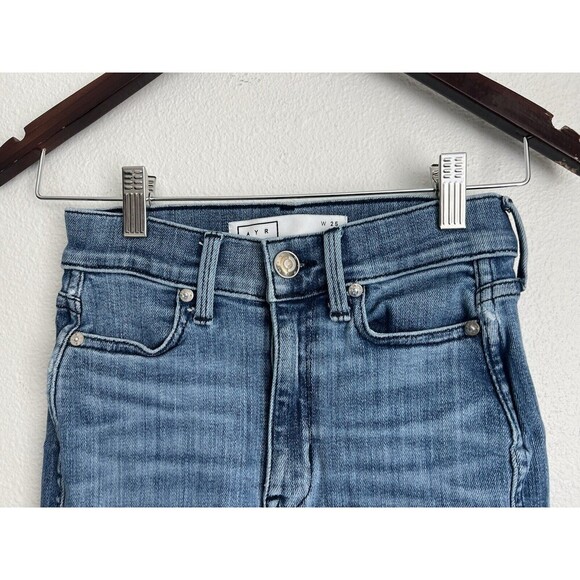 Ayr The Riser Women’s Medium Wash High Waisted Jeans Size 25 Raw Hem - Picture 3 of 9